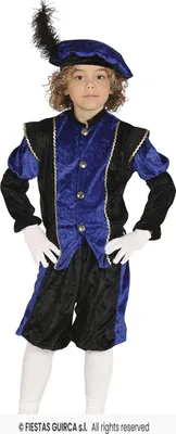 A young boy wearing a royal page costume.
