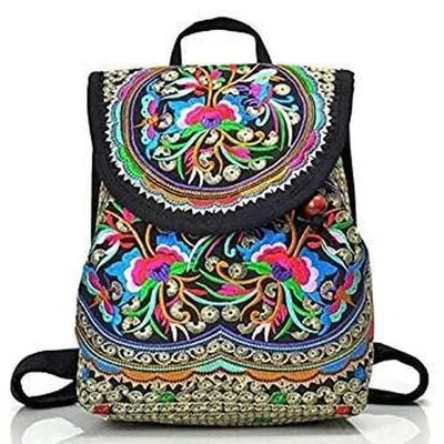Image de Sac à dos ethnique fait à la main, orné de broderies