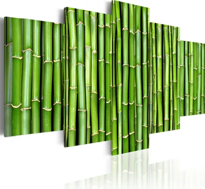 Produktbild von Leinwandbilder Bambus 200x100 cm Vlies Leinwandbild 5 tlg Kunstdruck modern Wandbilder XXL Wanddekoration Design Wand Bild - Natur Pflanzenmotiv Spa Zen 030210-4