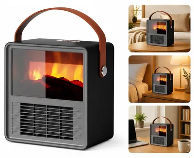 Produktbild von Heizlüfter 1200W Keramik, kompakte Elektroheizung mit Temperaturregelung, 2 Heizstufen und Sicherheitsschutz, leiser Raumheizer für Zuhause und Büro