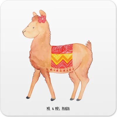 Produktbild von Mr. & Mrs. Panda Untersetzer für Gläser Alpaka Stolz 10er Set - Weiß - Geschenk, Tassenuntersetzer, Coaster, Tischuntersetzer, Glas-Untersetzer, Lama