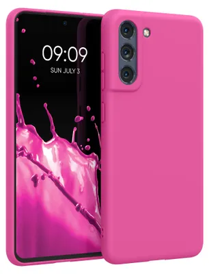 Produktbild von kwmobile Handyhülle für Samsung Galaxy S21 FE Hülle - TPU Case - Kabelloses Laden - Schutzhülle Cover in Neon Pink