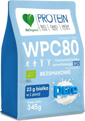 Produktbild von NATÜRLICHES MOLKENPROTEIN (WPC 80-KONZENTRAT) OHNE ZUSATZZUCKER 345 g – BE ORGANIC