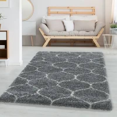 Produktbild von Designteppich im trendigen Rautenmuster - ideal für Wohnzimmer und Schlafzimmer, Größe: 280 x 370 cm, Farbe: Grau