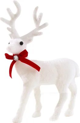 Produktbild von Weihnachtsschmuck Schleife Deko Rentier Festliche weiße Figur Tischdekoration Weihnachtsdekoration