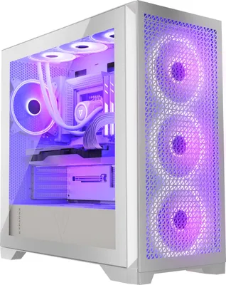 Produktbild von MODECOM Volcano Expanse T Apex ARGB weiß, PC-Gehäuse Midi Tower, ATX, Glasfenster, 4 ARGB Lüfter, Staubfilter, Kabelmanagement