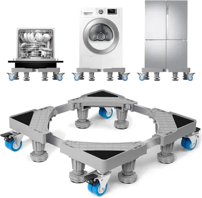 Image de Support pour machine à laver avec 8 pieds et 4 roulettes, capacité maximale : 300 kg