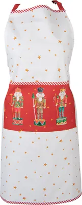 Produktbild von Clayre & Eef Küchenschürze 70x85 cm Weiß Rot Baumwolle Nussknacker