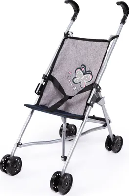 Produktbild von Bayer Design 30527AA Puppenbuggy, faltbar, Doppelrädern, grau, rosa, Schmetterling