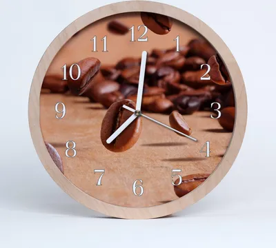 Produktbild von Holzuhr 30fi cm wanduhr - Kaffeebohnen