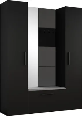 Produktbild von Masseno Garderobe-Set MODULO 160,6/204/40 cm Modern Garderobenschrank Schwarz