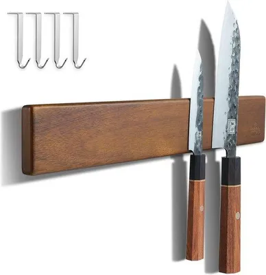 Produktbild von Famanu Magnetischer Messerhalter aus Akazienholz mit 4 Haken - Natur