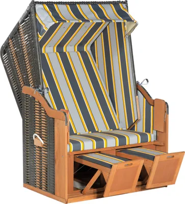 Produktbild von Müsing Strandkorb Sunny Smart Rustikal 50 Basic dunkelgrau, grau, gestreift, anthrazit Kunststoff, Holz, 1-teilig