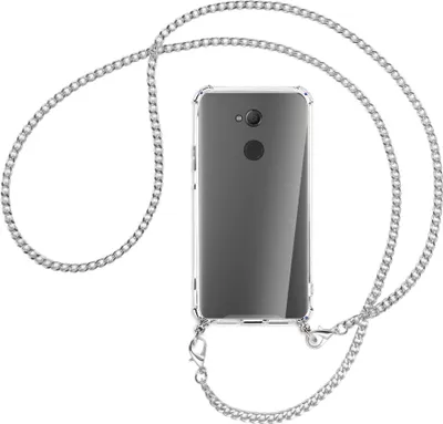 Produktbild von Handykette Backcover-Schutzhülle mit Band (Metall silberfarben) für Sony Xperia XA2 Ultra - silberfarbene Kette