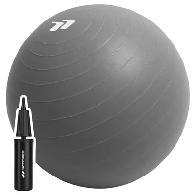 Produktbild von Gymnastikball 75cm mit Pumpe Pilates Ball Pilatesball Yogaball aus Gummi Trainingsball Bodycore belastbar bis 150kg Grau