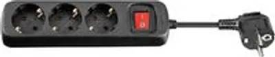 Obrázok produktu pre Microconnect GRU0033B, 3 m, Vnútorný, Typ F, Typ F, Čierna, 3 AC zásuvky/AC zásuviek