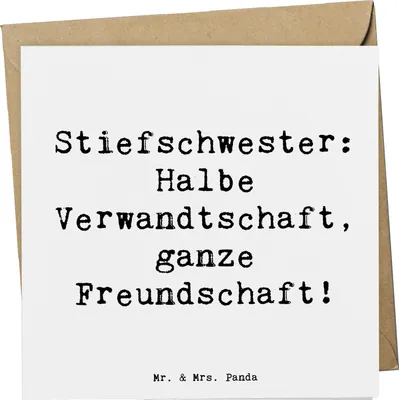 Produktbild von Mr. & Mrs. Panda Grußkarte Spruch Stiefschwester Freundschaft - Weiß - Geschenk, Familie und Verwandte, Dankeschön, Familienmitglieder, emotionale Verbindung, doppelkarte