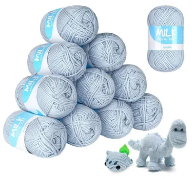 Produktbild von Strickwolle 12 x 50g Babywolle Acrylgarn Blaugrau 1200m Gesamtlänge
