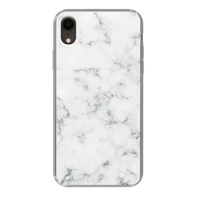 Produktbild von MuchoWow® Handyhülle Schutzhülle Hülle für iPhone XR Marmor - Weiß - Silber - Glitter - Marmoroptik - Chic Silikon Softcase Handy Hülle - Schutzdeckel