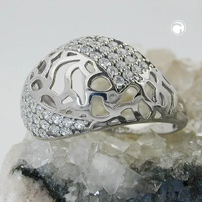 Produktbild von Gr. 55 - Ring 13mm mit vielen Zirkonias glänzend Silber 925 Ringgröße 55
