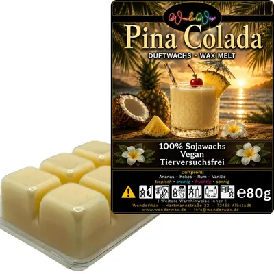 Produktbild von WonderWax Duftwachs Wax Melts für Duftlampe, 6 Würfel Duftmelt Wachsmelt Sojawachs Duftwachs Würfel für Raumdüfte, Wachs Duftöl Winter Indoor Schmelzen für Aromalampe Pina Colada