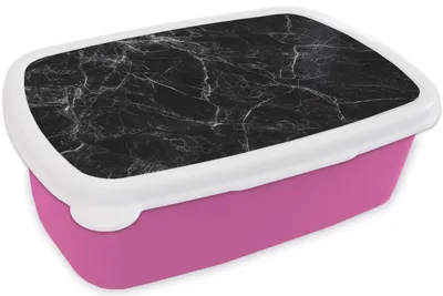 Produktbild von KitchenYeah® Lunchbox Brotzeit Brotdose 17x11 cm Marmor - Stein - Linie - Marmoroptik - Schwarz - Luxus Kinder Brotzeitdose - Lunchpaket - Brotkasten  - Sandwich Box