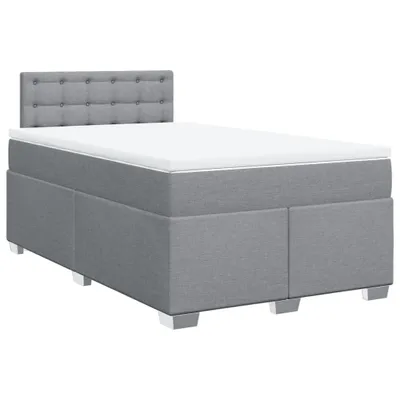 Produktbild von Boxspringbett mit Matratze Hellgrau 120x200 cm Stoff