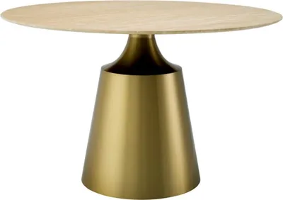 Produktbild von Casa Padrino Luxus Esstisch Beige / Messing Ø 120 cm - Luxus Esszimmer Möbel