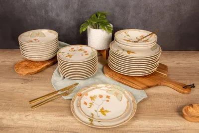 Steingut-Tafelservies 36-teilig, 12 Personen, Schmetterlingsdekor