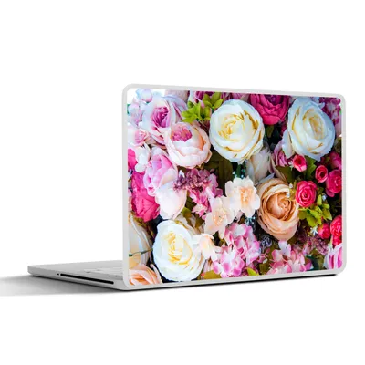 Produktbild von MuchoWow® Laptop Aufkleber Sticker Cover Rosen - Weiß - Rosa 36.5x27.5 cm - Laptop-Sticker