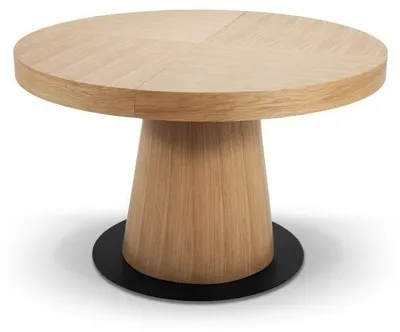 Produktbild von Masseno Ausziehbar Esstisch METALO 130 - 230 cm x 130 cm Rund Tisch für Wohnzimmer, Küche, Eichefarben