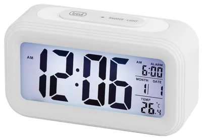 Alarmklocke mit LCD-Display, LED, Snooze, weiß
