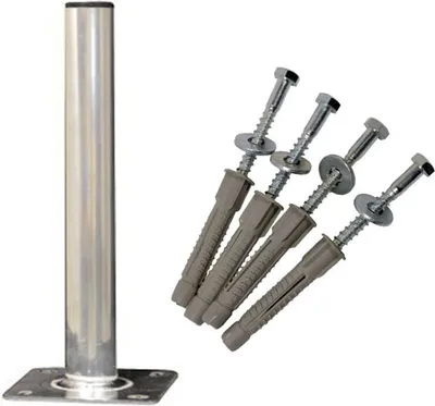 Produktbild von PremiumX 60cm Ø 50mm Standfuß Aluminium SAT Antennenmast Mastfuß Flachdach Ständer Schraubensatz
