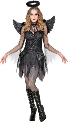 A woman wearing a dark angel costume.