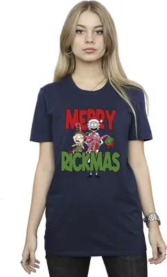 Image de Rick And Morty - T-shirt "Merry Rickmas" pour femme BI49035 (XXL) (Bleu marine)