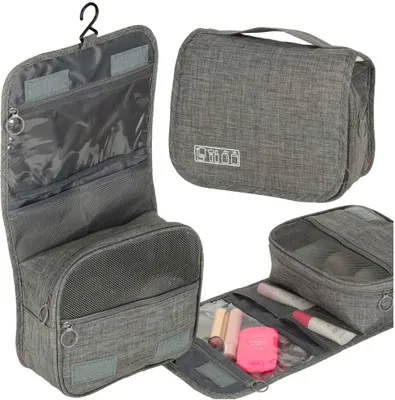 Produktbild von Hängende Reisekosmetiktasche, faltbar, grau