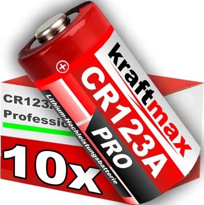 Produktbild von 10er Pack CR123 / CR123A Lithium Hochleistungs- Batterie für professionelle Anwendungen - Neueste Generation