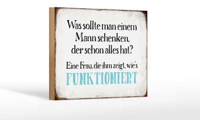 Produktbild von Holzschild Spruch 18x12cm was sollte man dem Mann schenken