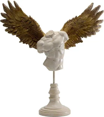 Produktbild von Engel-Statue aus Kunststein mit goldenen Flügeln