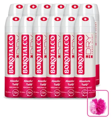 Productafbeelding van 12 x Borotalco Men Amber Deodorant Spray - 150 ml - Voordeelverpakking - 12 stuks