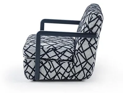 Produktbild von Schwarz-Grauer Wohnzimmer Sessel Designer 1-Sitzer Luxus Loungesessel