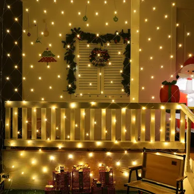 LED-Lichtnetz 3×2 m, 210 warmweiße LEDs, IP67, dimmbar