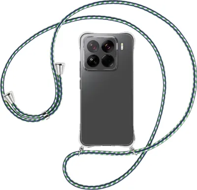 Produktbild von Handykette Backcover-Schutzhülle mit Band (Metall silberfarben) für Xiaomi 15 Pro 5G - grün/blau/weiß