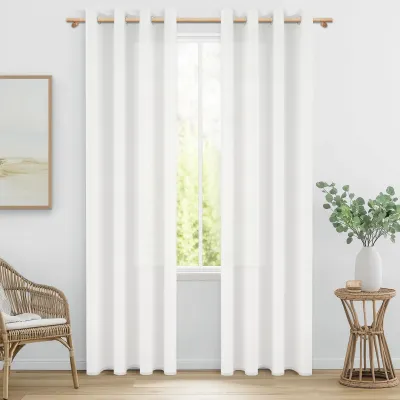 Obrázok produktu pre Záclony z voilu 215 cm, súprava 2 kusov, biela, ľanový vzhľad, do obývačky