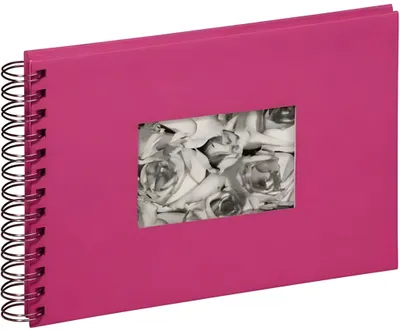 Produktbild von Spiralalbum 24x17cm. dunkelrosa. Stoffeinband 40 Seiten. Weiß
