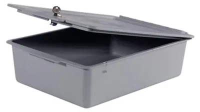 Produktbild von Ablageschale 120 mm tief mit Deckel ohne Facheinteilung, grau