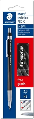 Produktbild von Fallminenstift Mars technico HB schwarz + Radierer Packung mit 10 Stück