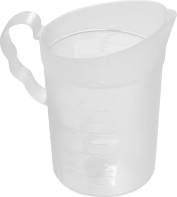 Produktbild von Fackelmann Messbecher 500 ml, Messkanne aus robustem Kunststoff, Messbecher mit vielfältiger Skalierung (Farbe: Transparent/Weiß)