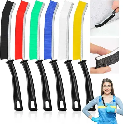 Produktbild von PolkaHome® 6 Stück Reinigungsbürste mit harten Borsten, multifunktionale Fugenbürste, Eckenreiniger für Fliesen, Bad, Küche