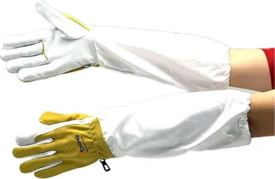 Produktbild von Imker Lederhandschuhe 4BEE mit Schutzärmeln – weiches Leder, lange Ärmel bis Ellenbogen, komfortabel & robust – Größe XL